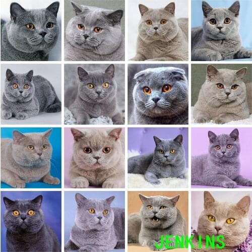 5D DIY Diamond Painting AnimalsCat Full Square Diamond Embroidery Cross Stitch Rhinestones Mosaic Home Decor Gift Jenkins