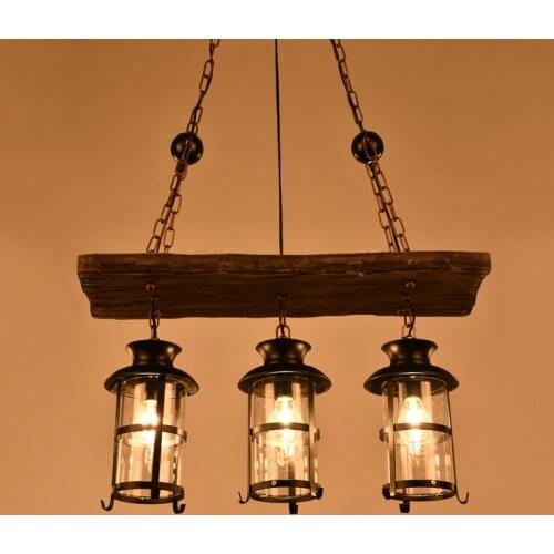 American country retro solid wood pendant light personality nostalgia loft bar gamma cafe clothing store pendant lamp YA72711