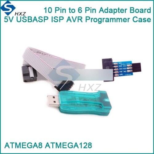 Atmega128 Atmega8 10 Pin To Standard 6 Pin Adapter Board Converter 5V USBASP ISP AVR USB Programmer Module With JATG Wire Case