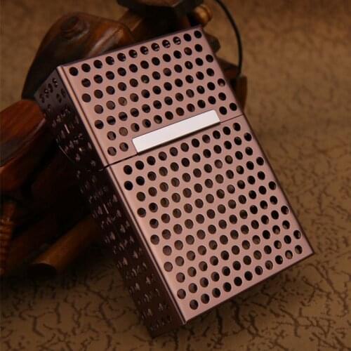 Hollow Cigarette Case 20-piece Aluminum Alloy Automatic Clamshell Cigarette Case Protection Box Regalos Para Hombre Originales