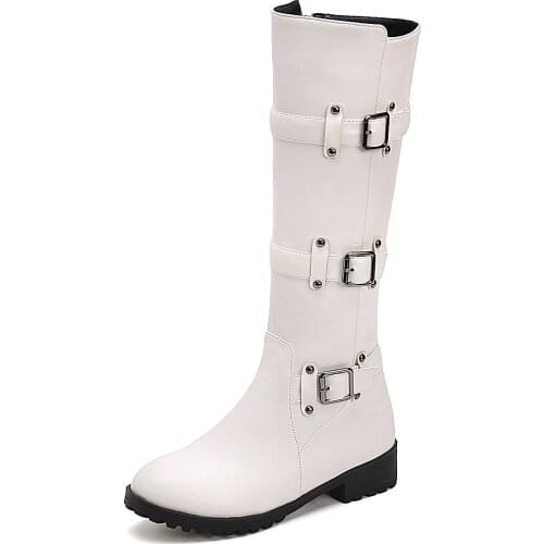 Foreign trade knight boots autumn/winter 2018 new party with low with belt buckle 33-50 yards high boots female 181023