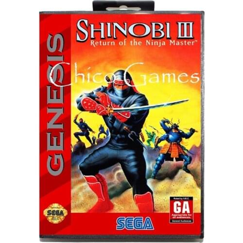 Sega MD games card - Shinobi III Return of the Ninja Master US Cover for Sega MegaDrive Video Game Console 16 bit MD card