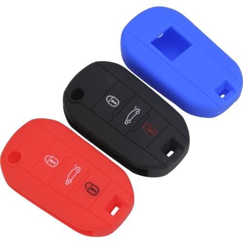 Kutery 10PCS Silicone Colorful Remote Car Key Case 3BTN For Citroen C4 Cactus Peugeot 508 208 308 T9 2008 Protection Replacement
