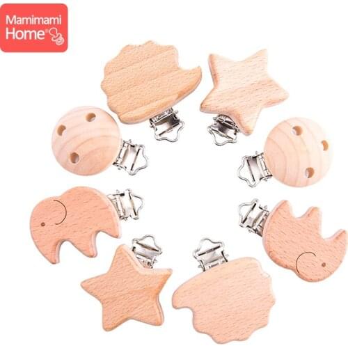 Mamihome 20pcs/Lot Baby Wooden Teether Diy For Pacifier Clip Chain BPA Free Beech Rodent Soother Clasp Nurse Gift Nipple Holder