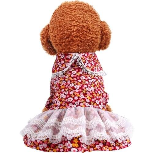 Cute Lace Dog Dress Tutu Skirt Summer Puppy Clothes Princess Dog Wedding Dress Floral Small Dog Clothes for Chihuahua Yorkie
