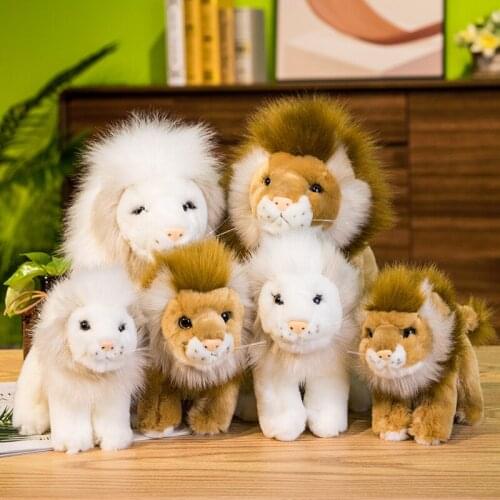 Stuffed Simulation Lion King Plush Toys Cute Reallike Forest Animal Lion Dolls Lovely Birthday Gift Room Decor for Children Kids