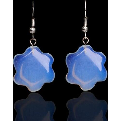 New Crystal Clear Snowflake Opal Stone Drop Earrings for Women Elegant Dangle Earrings With Pendant Silver Plated Ear Cuff