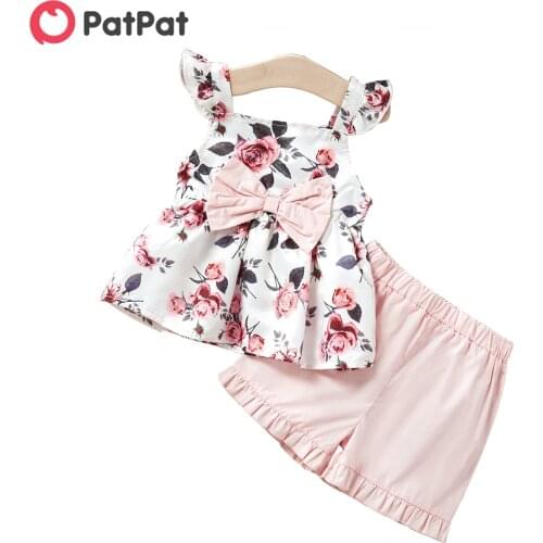 PatPat 2021 New Arrival 2-piece Baby/Toddler Black Lace Vest and Denim shorts Set