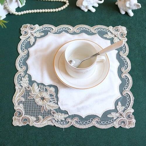 Simple modern lace coaster table mat table mat table mat fabric insulation pad vase mat cover towel wedding Christmas decoration