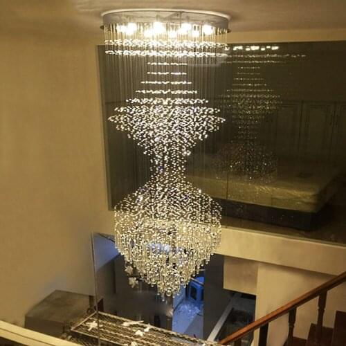 LED modern duplex stair chandeliers crystal lamps staircase lights chandeliers villa lobby hanging lights led lighting fixture