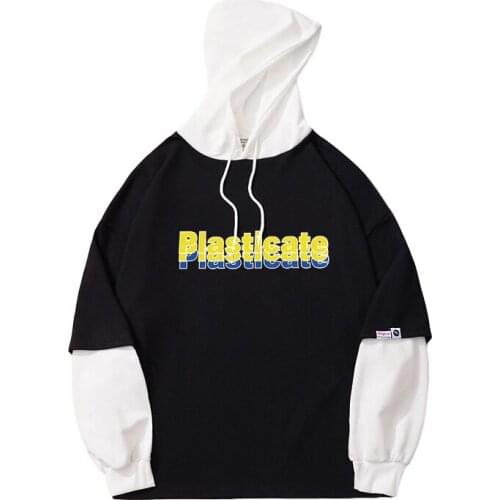 Bangtan Boys Female Sweatshirt Casual Fake Two Pieces Plasticate Letter Print Tops Couples Korean Kpop Vogue y2k Hoodies Women