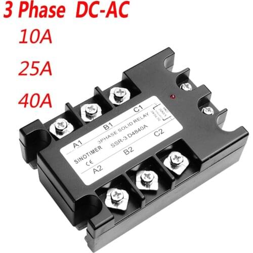 40DA AC Output 3 Phase Solid State Relay 3-32V DC to 30-480V AC 10A 25A Module Switch Relay relais DC-AC