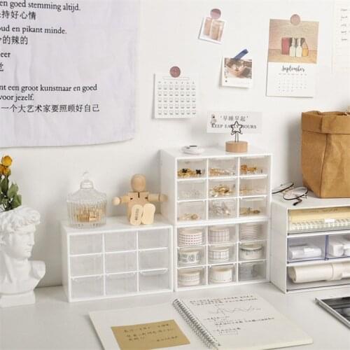 9 Grids Desktop Storage Box Jewelry Drawer Pearl Beads Storage Boxes Plastic Cosmetic Earrings Makeup Container Organizer