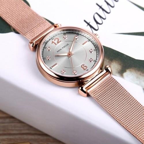 MINI FOCUS Women Watch Fashion Rose Gold Ladies Dress Wristwatch Stainless Steel Waterproof Luxury Exquisite Clock Reloj Mujer