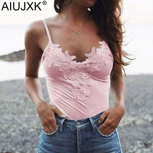 AIUJXK New Women Lave Camis Top Summer Casual Embroidery Lace Floral Spaghetti Strap Sexy Basic-tank Tops Femlae T-shirt Vest