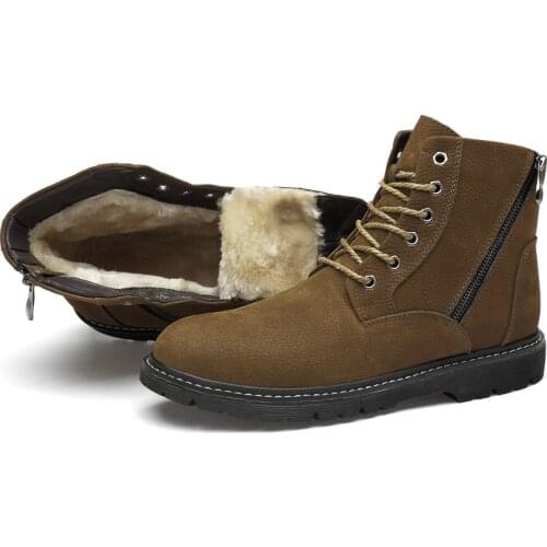 Winter Big Size Men Shoes Mens Boots 100%Genuine Leather Warm Snow Boots Casual Men Motorcycle Boots Botas Big Size