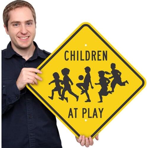 "Children at Play" Sign | 8" x 8" Aluminum