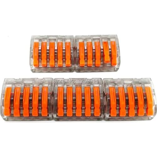 100PCS PCT-215 222-415 Transprent Universal Compact Wire Wiring Connector 5 Pin Electrical crimp connectors transparent