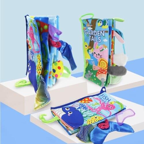 2 Styles Baby Soft Tails Cloth Book Rustle Sound Educational To Infant Animals Marine lifeTails Early Learning Toys For Kids