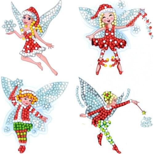 4pcs Diamond Painting Stickers Spirit Pattern Diamond Embroidery Cross Stitch Cup Phone Book Christmas Decoration DIY Craft