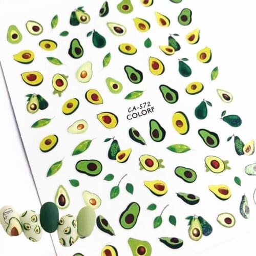 Avocado CA-572 hc- fruit 3d nail art stickers decal template diy nail tool decorations