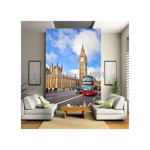 Free shipping modern 3 d custom wallpaper murals ou English red London bus Big Ben porch sofa setting wall is bedroom