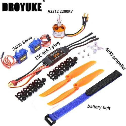 Droyuke A2212 1000KV 1400KV 2200KV Brushless Motor 30A 40A/40A BLheli ESC SG90 9G Micro Servo for RC Fixed Wing Plane Helicopter