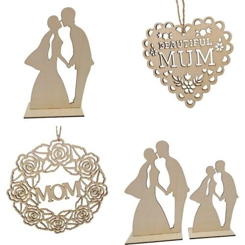 Nature Wood Slice Wooden Label Gift Tags Blank Heart Couple Hanging Tags with Hemp Rope for Wedding Party Xmas