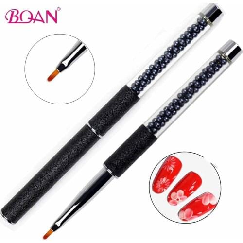 BQAN Black Pearl Handle Nail Brush Nail Art Petal Brush Painting Brushes Gradient UV Gel Crystal Acrylic Drawing Pen Manicure