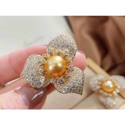 X118 Pearl Brooch Fine Jewelry Gold Filled 10-11mm Fresh Water Gold Pearl Brooch For Women Fine Presents