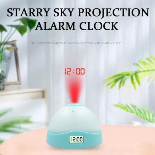 Creative Electronic Small Alarm Clock, Colorful Lights, Star, Moon, Starry Sky, Projection Clock, Childrens Bedside Lazy Clock