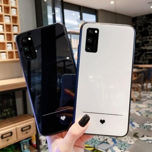 Tempered Glass Case For Huawei Honor 30 Pro Plus 30S 20 Lite Simple Slim Heart Hard Silicone Cover For Honor 20s 20i V20