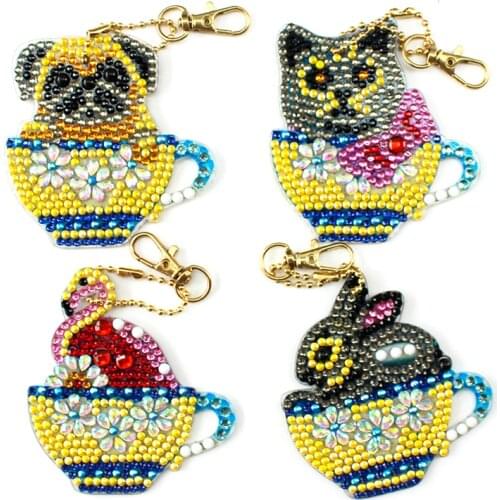 DIY Cartoon Diamond Painting Keychain Pendant Full Drill Special Shaped Diamond Embroidery Cross Stitch Women Bag Decoration