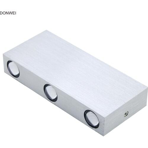 DONWEI 6W 6 LED Up and Down Dual-Head Wall Lamp Indoor Decor Simple Style Rectangle Aluminum Wall Light AC110V 220V