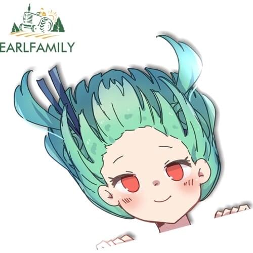 EARLFAMILY 13cm x 12.7cm Cartoon Car Sticker Original Rushia Graffiti Peeking Motorcycle Car Window Decal Peek Girl Car Styling