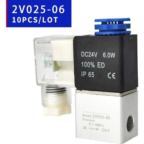 10pcs a lot 2V025-06 1/8" 2 Position 2 Port Air Solenoid Valves Pneumatic Control Valve valvula neumatico,valvula pneumatica