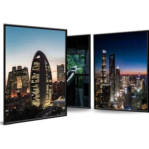 Chinese Urban Architecture puzzle Landscape poster Beijing Shanghai wuhan chongqing Hong Kong jigsaw puzzle 1000 pieces adult