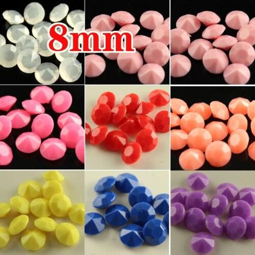 50pcs 8mm round solid candy acrylic For 3D Nail Art Decorations Acrylic Rhinestones For Nails DIY Design Glitter Stones