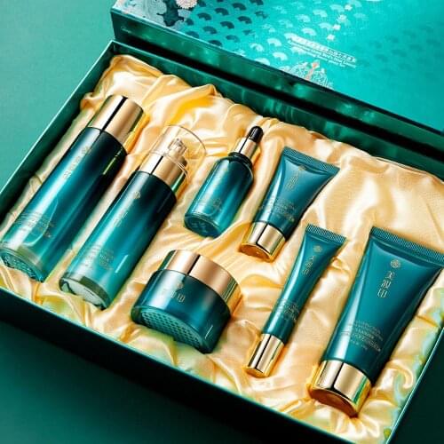 LAIKOU Resurrection Grass Birds Nest 7PCS Face Skin Care Product Facial Cleanser Toner Essence Milk Essence Cream Eye Cream Set