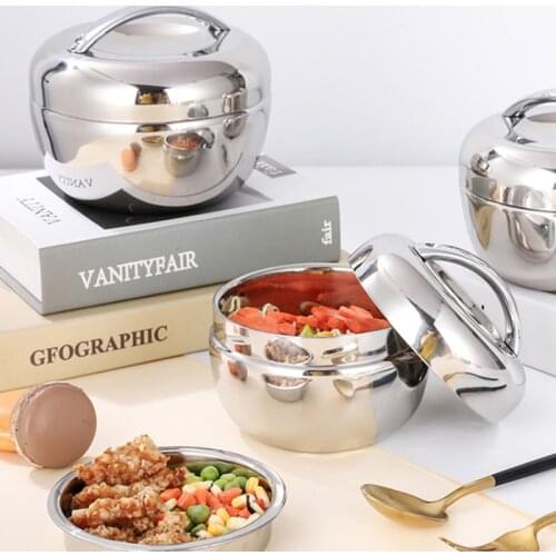 Stainless Steel Lunch Box Thermal Double Layers Bento Box Food Container For Kids Adults Office Worker Portable Home Lunchbox