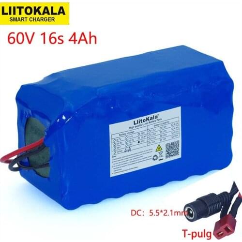 LiitoKala 60V 16S2P 67.2V 4A 18650 Li-ion Battery Pack 4000mAh Ebike Electric bicycle Scooter with 20A discharge BMS 1000Watt