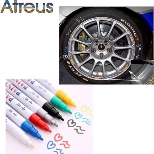 Atreus Car Styling Automobiles Car Tire Tread Metal Permanent Paint Marking Graffiti Pen Motorcycle Accessories