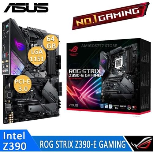 LGA 1151 Asus ROG STRIX Z390-E GAMING Motherboard i9 i7 i5 i3 PCI-E 3.0 M.2 SSD CrossFireX Bluetooth 5.1 Intel Z390 Placa-Mãe