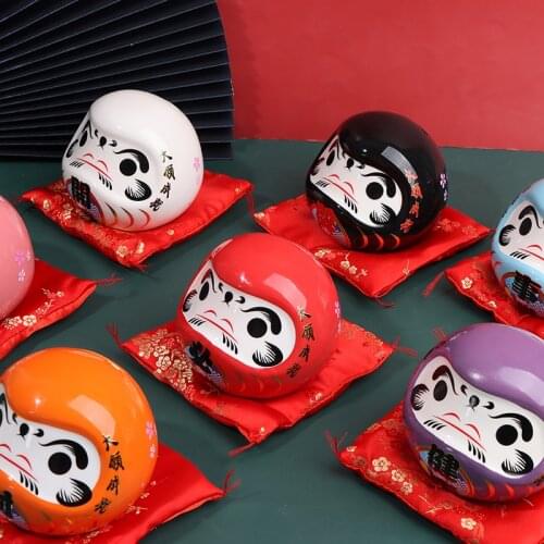 New Arrival Japanese Ceramic Daruma Doll Lucky Charm Fortune Ornament Craft Piggy bank