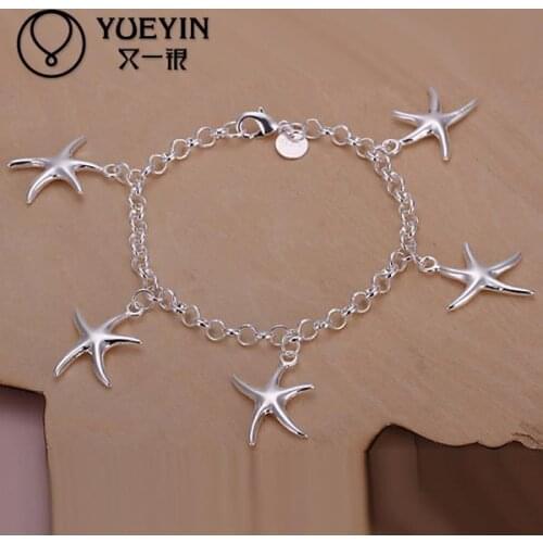 Charm Bracelets Link Chain silver plated bracelet for women men unisex jewelry hand chain H193 Super Offer Romantic