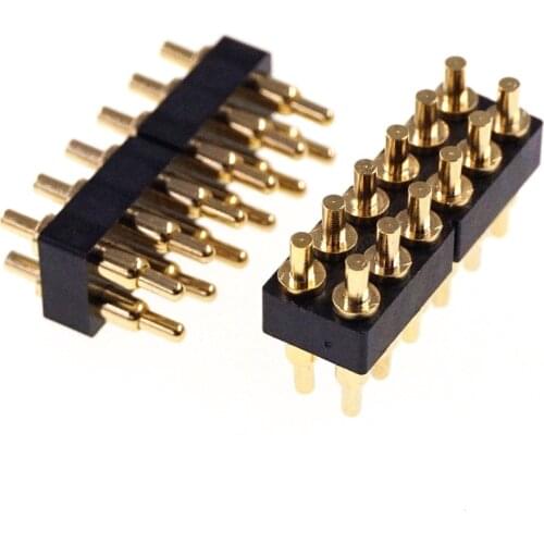 2pcs Spring loaded pogo pin connector 2x6 12 Pin Pitch 2.54 mm through hole PCB Vertical 7.0 mm Height Spring Header Pin Male