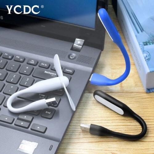 Creative USB Fan Flexible Portable Mini Fan and USB LED Light Lamp Xiaomi Book For Power Bank Notebook Computer Summer Gadget