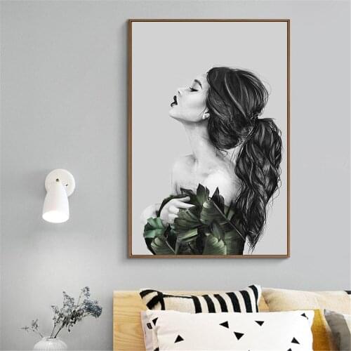 Nordic Women Retro Poster-Indian Women Black and White Wall Art Canvas Painting Prints Fashion Art Wall Living Room Decoration