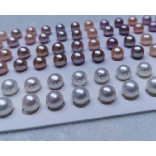 Stunning loose pearls for earring bright colors white freshwater pearl half round button 15pairs