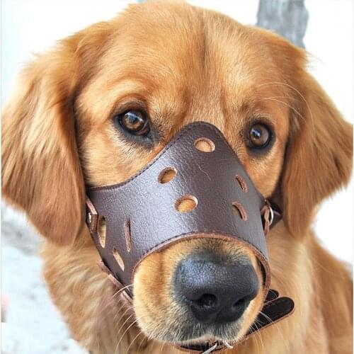 Adjustable Leather Dog Muzzle Mask Mouth Muzzle Soft Anti Stop Chewing Pet Training Products for Small Medium Large Dog XS-XXL